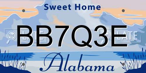 BB7Q3E Alabama License Plate