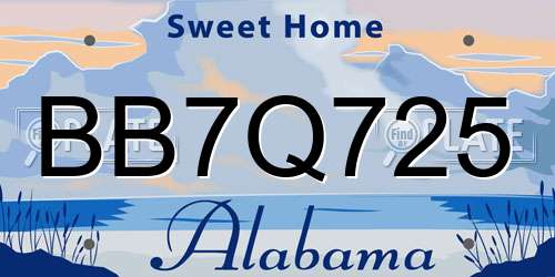 BB7Q725 Alabama License Plate