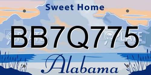 BB7Q775 Alabama License Plate