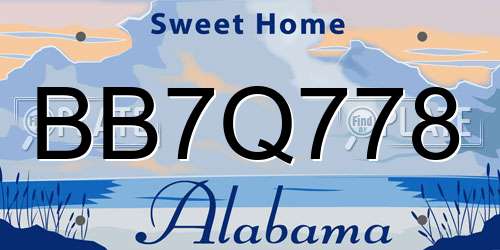BB7Q778 Alabama License Plate