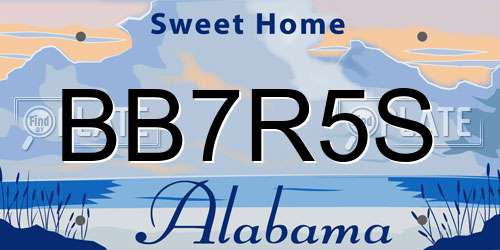 BB7R5S Alabama License Plate