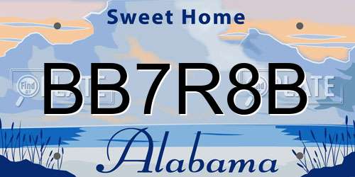 BB7R8B Alabama License Plate