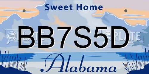 BB7S5D Alabama License Plate