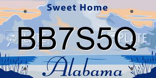 BB7S5Q Alabama License Plate