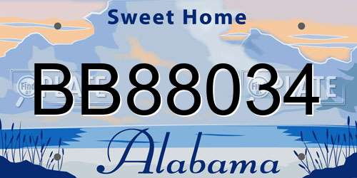 BB88034 Alabama License Plate