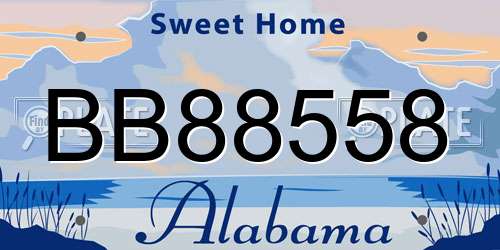 BB88558 Alabama License Plate