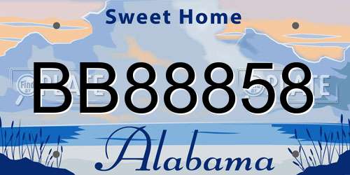 BB88858 Alabama License Plate