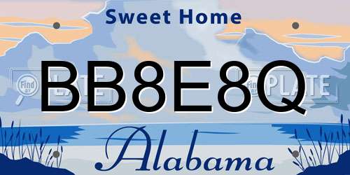 BB8E8Q Alabama License Plate