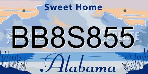 BB8S855 Alabama License Plate