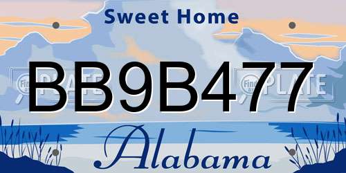 BB9B477 Alabama License Plate