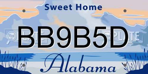 BB9B5D Alabama License Plate