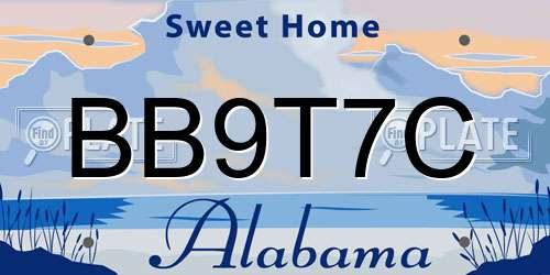 BB9T7C Alabama License Plate