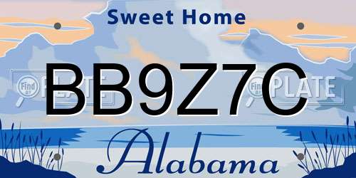 BB9Z7C Alabama License Plate