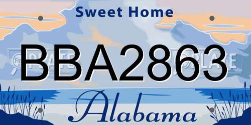 BBA2863 Alabama License Plate