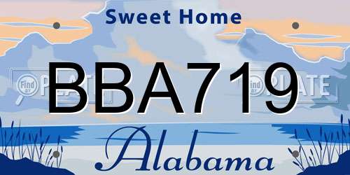 BBA719 Alabama License Plate