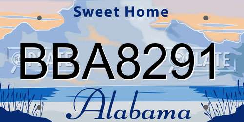 BBA8291 Alabama License Plate
