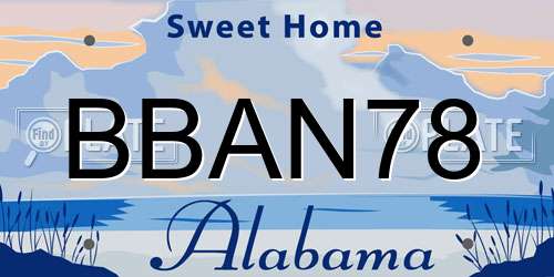 BBAN78 Alabama License Plate