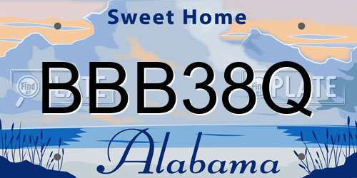 BBB38Q Alabama License Plate