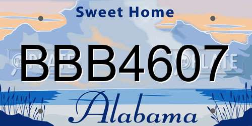 BBB4607 Alabama License Plate