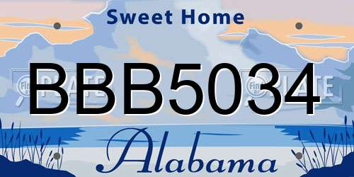 BBB5034 Alabama License Plate