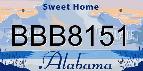 BBB8151 Alabama License Plate