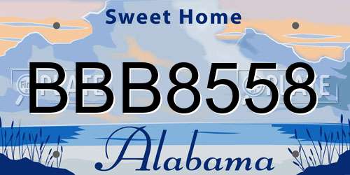BBB8558 Alabama License Plate