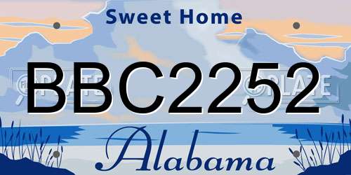 BBC2252 Alabama License Plate