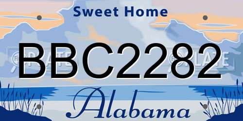 BBC2282 Alabama License Plate