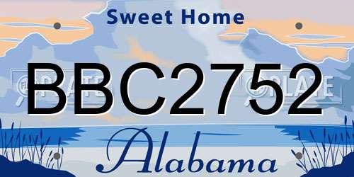 BBC2752 Alabama License Plate