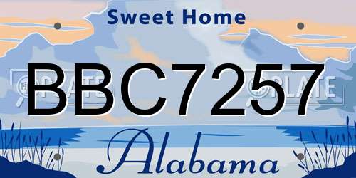 BBC7257 Alabama License Plate
