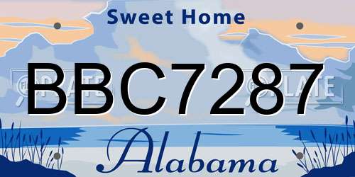 BBC7287 Alabama License Plate