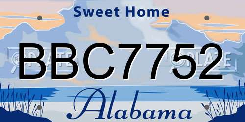 BBC7752 Alabama License Plate