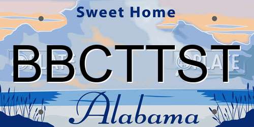 BBCTTST Alabama License Plate