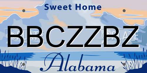 BBCZZBZ Alabama License Plate