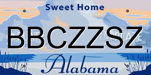 BBCZZSZ Alabama License Plate