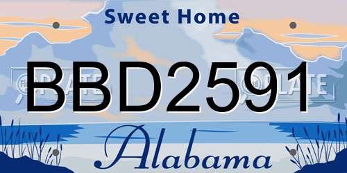 BBD2591 Alabama License Plate