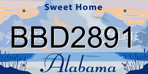 BBD2891 Alabama License Plate