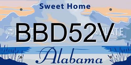 BBD52V Alabama License Plate
