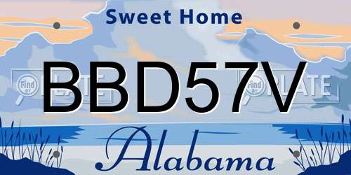 BBD57V Alabama License Plate