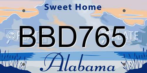 BBD765 Alabama License Plate
