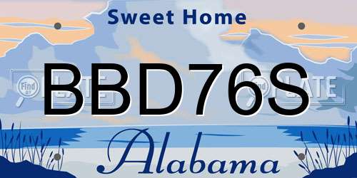 BBD76S Alabama License Plate