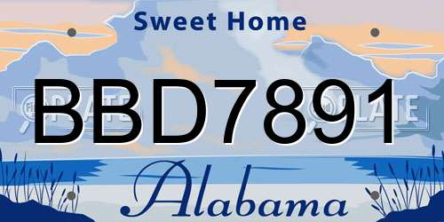 BBD7891 Alabama License Plate