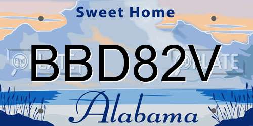 BBD82V Alabama License Plate