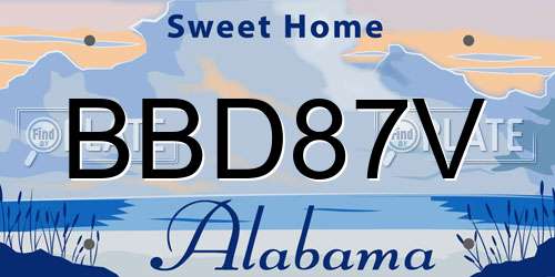 BBD87V Alabama License Plate