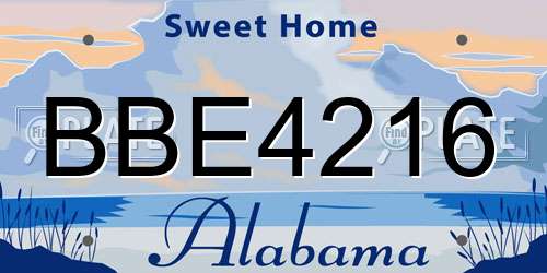 BBE4216 Alabama License Plate
