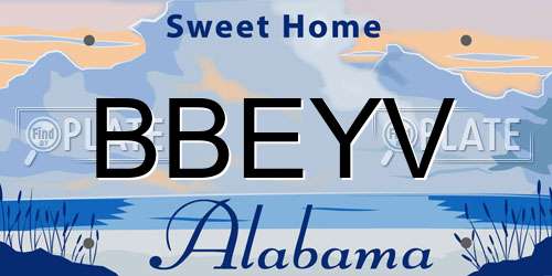 BBEYV Alabama License Plate
