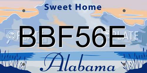 BBF56E Alabama License Plate