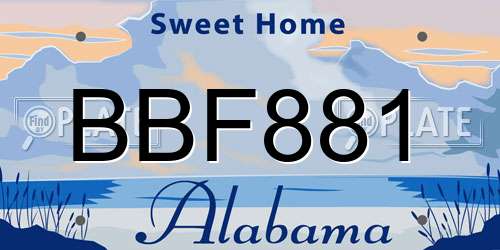 BBF881 Alabama License Plate
