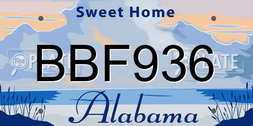 BBF936 Alabama License Plate