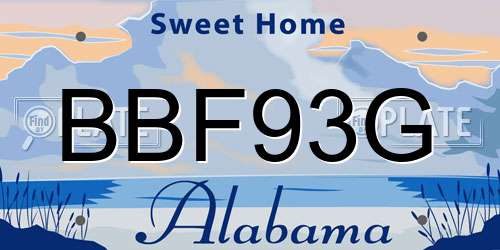 BBF93G Alabama License Plate